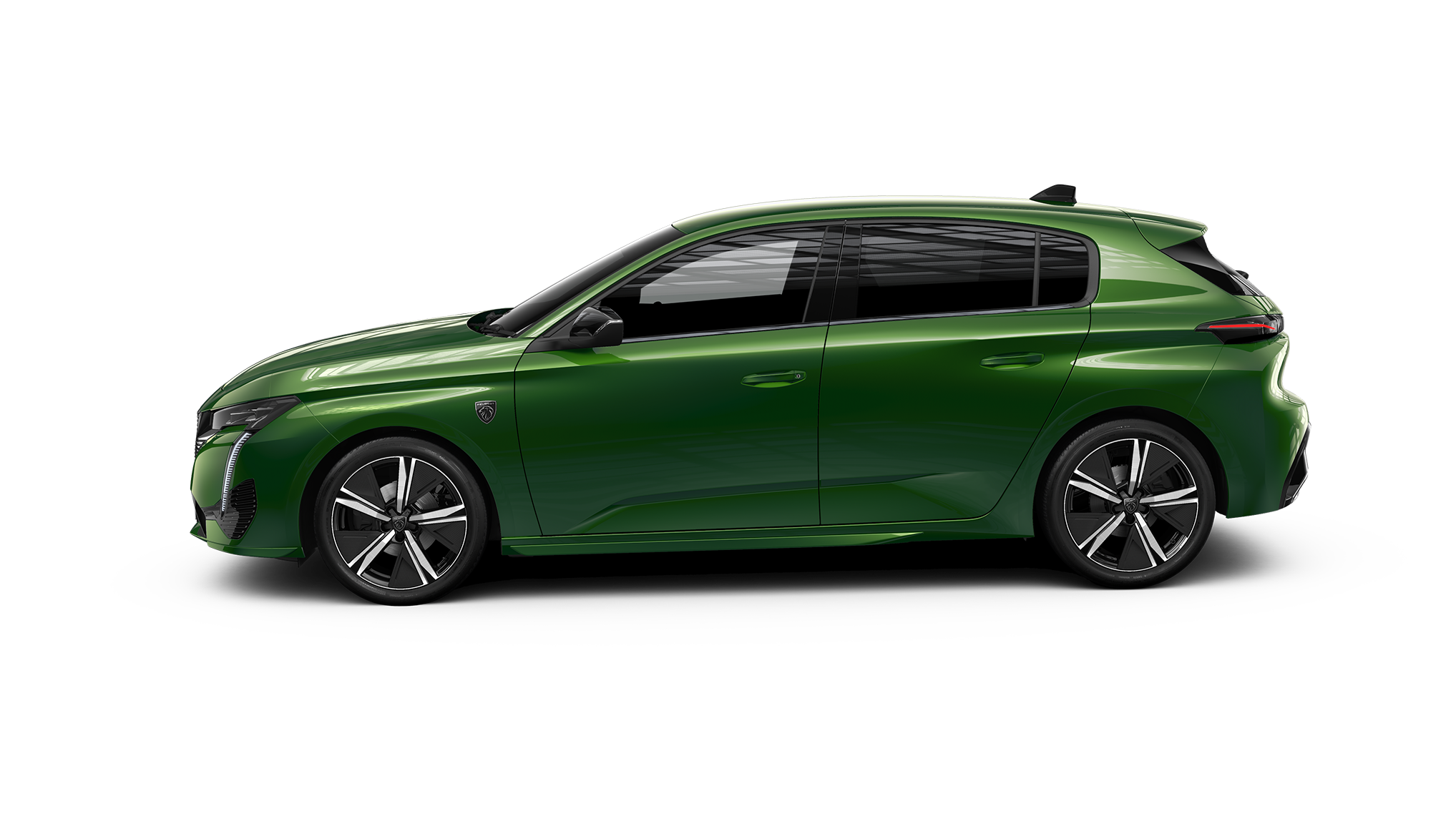Peugeot 308, grön, profil
