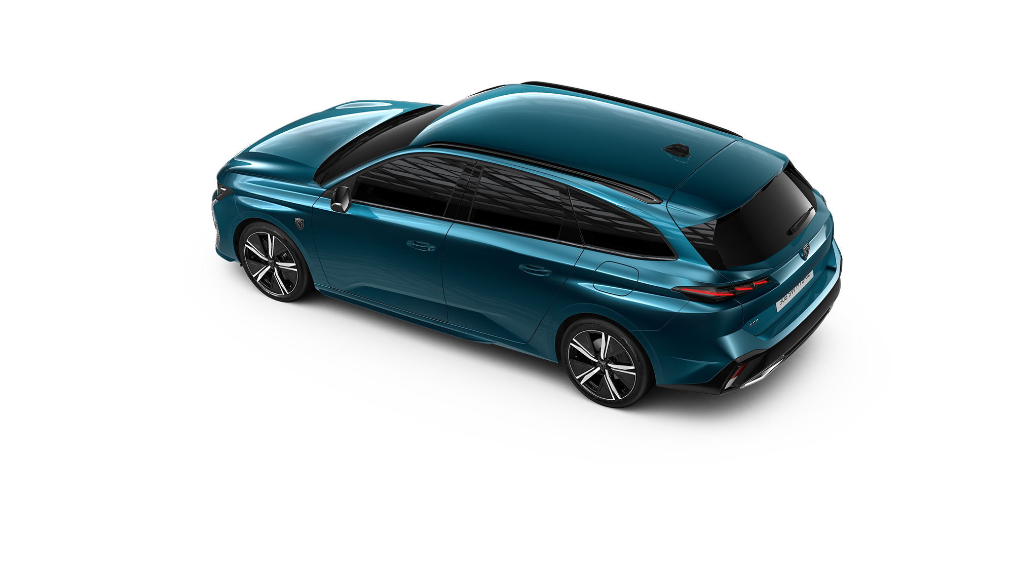 Peugeot 308 Sports Wagon, blå, profil och ovanifrån