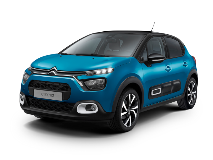 Citroën C3, blå, profil