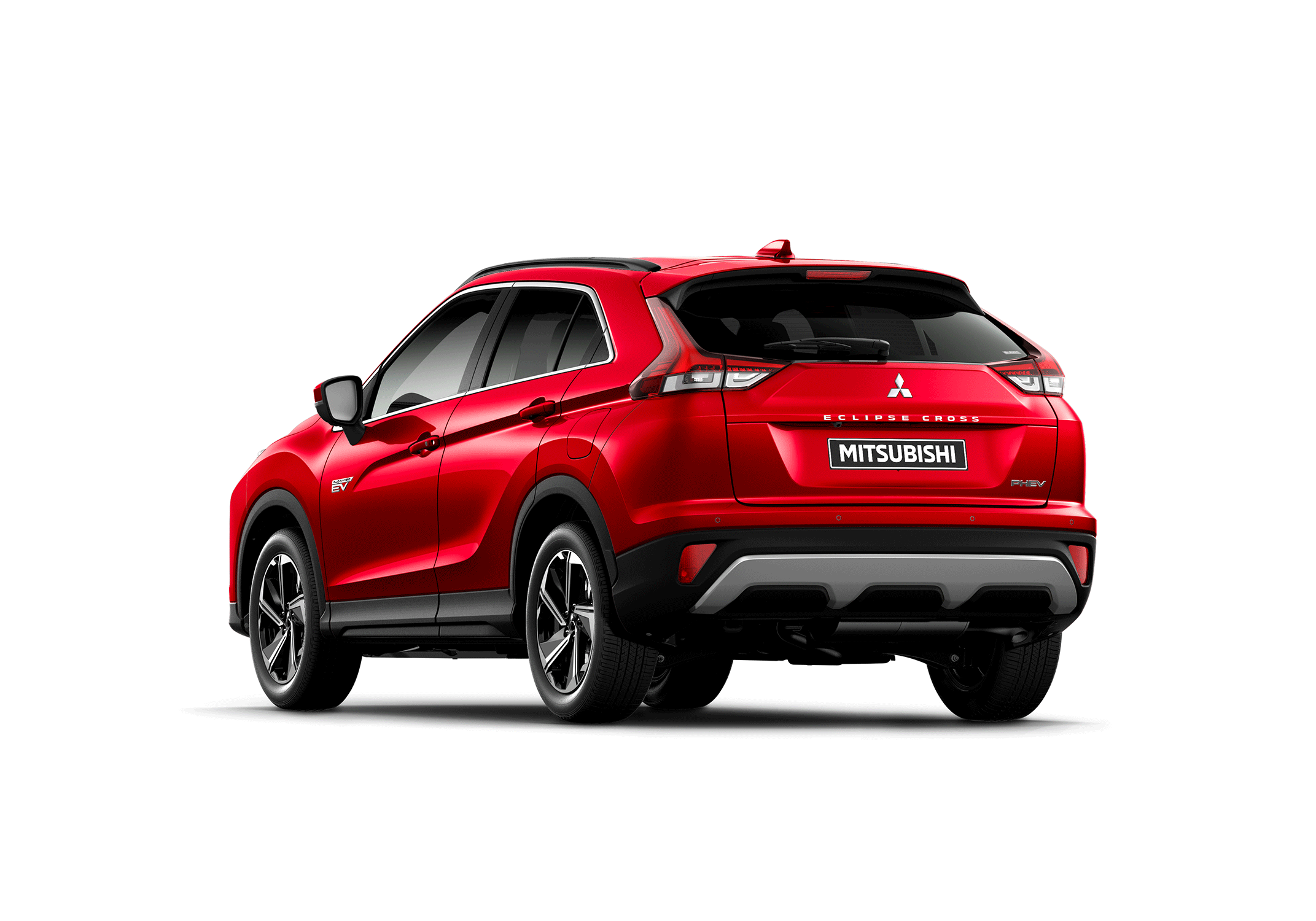 Mitsubishi Eclipse Cross Plug-in Hybrid, röd, bakifrån vänster