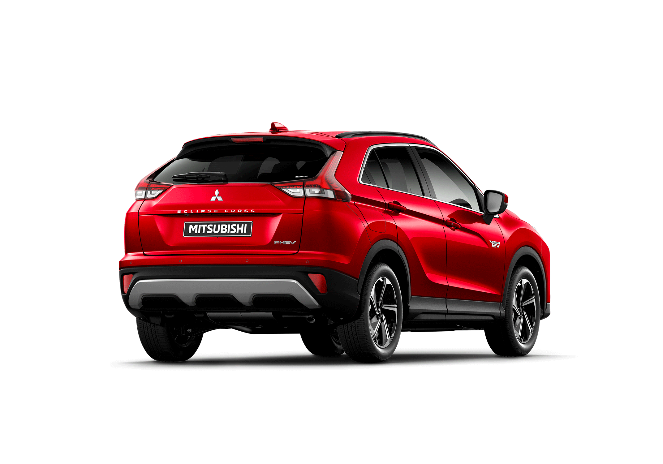 Mitsubishi Eclipse Cross Plug-in Hybrid, röd, bakifrån höger