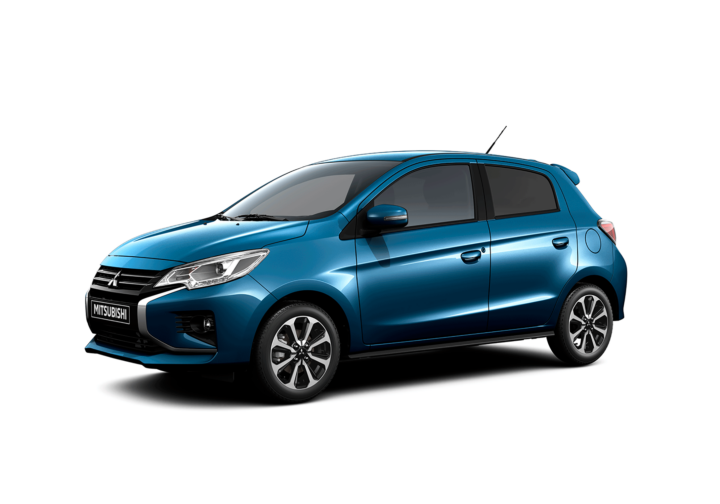 Mitsubishi Space Star, blå, front vänster
