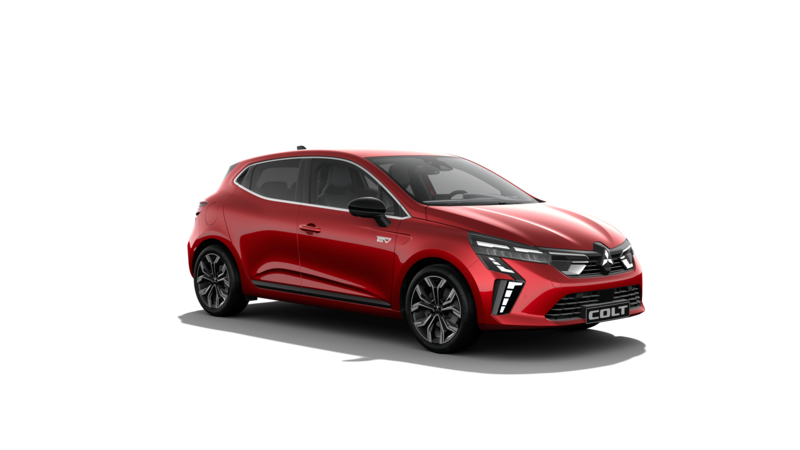 Mitsubishi Colt, röd snett framifrån